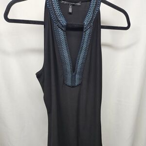 White House Black Market Black Tank with Blue Accents
